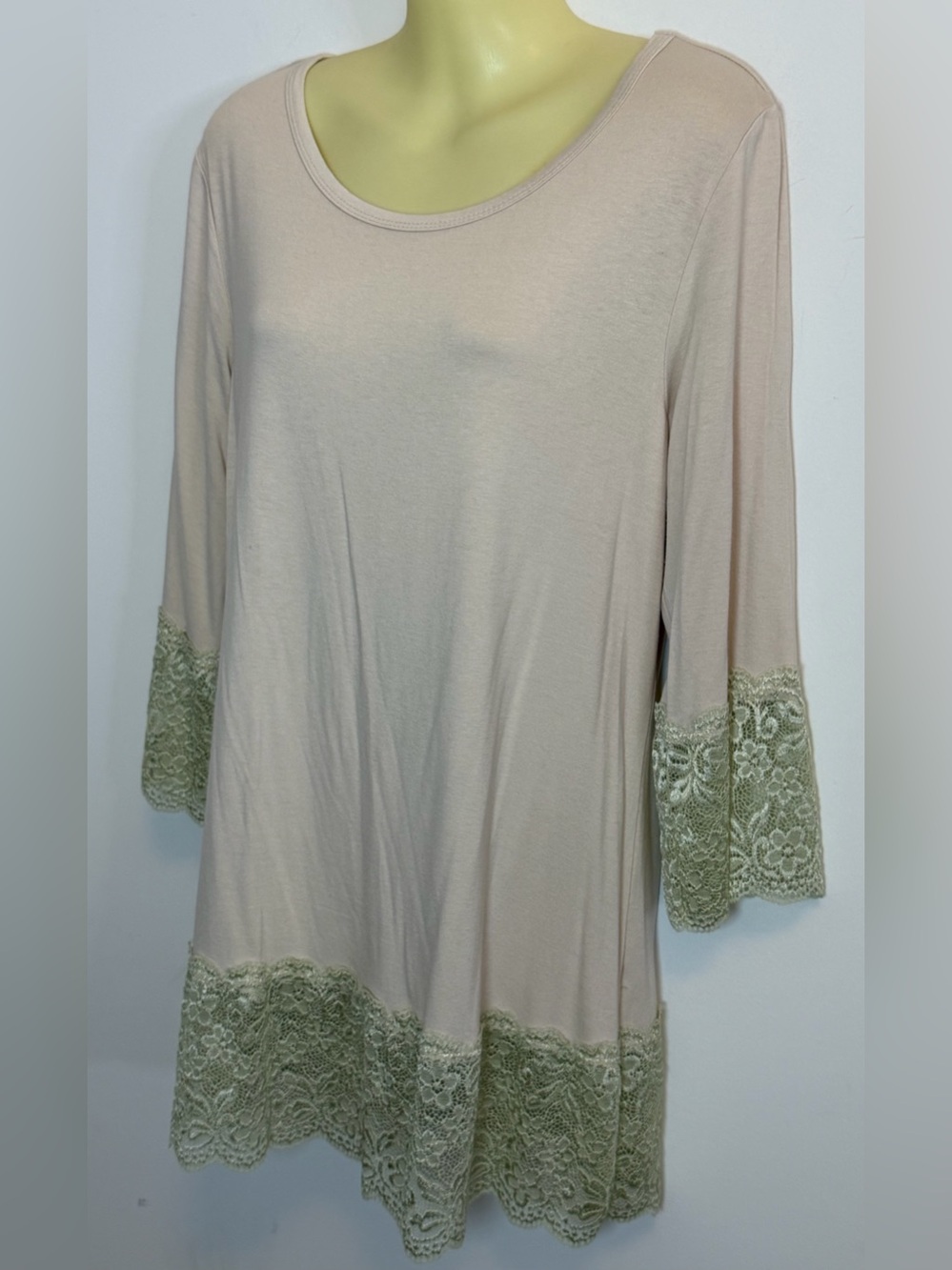 Kaktus Blush Pink Lace-Trim Scoop Neck Tunic - Picture 5 of 5